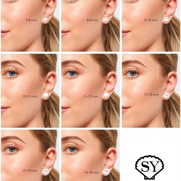 Freshwater Pearl Earrings Sterling Silver 7-16mm Stud Jewelry Gift - Picture 6 of 7